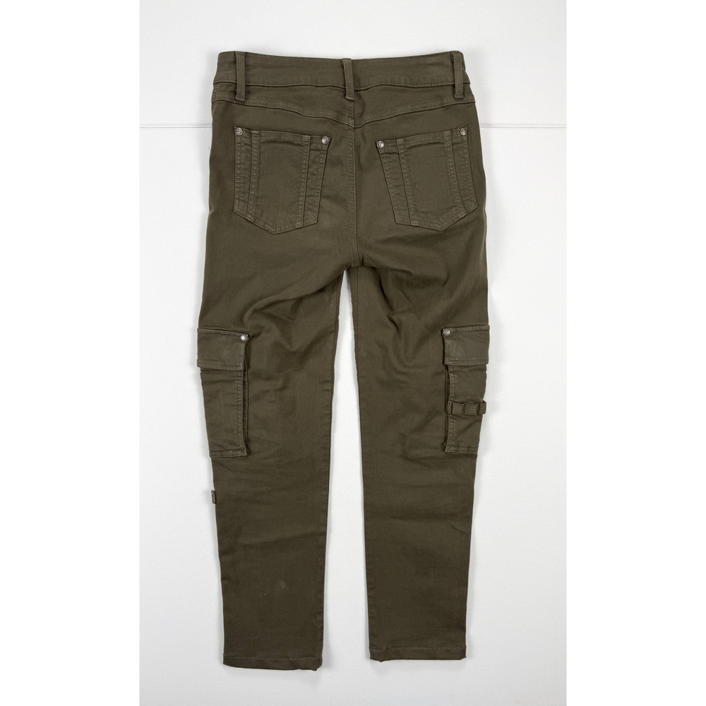 Alice + Olivia Stacey Bendet Cargo Pants Womens 26 Olive Green Skinny Zip #1916 - Picture 8 of 11